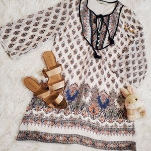 Boho dress white/navy blue